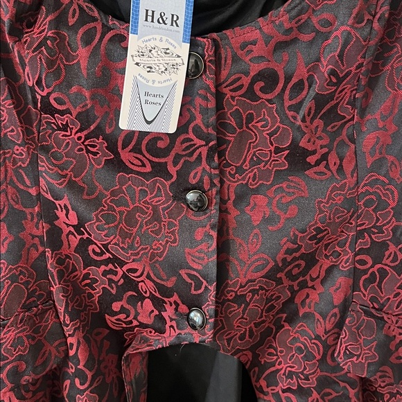 NEW H&R Red Floral Gothic Steampunk Corset Jacket & Matching Swingdress Size 14 - Picture 6 of 16
